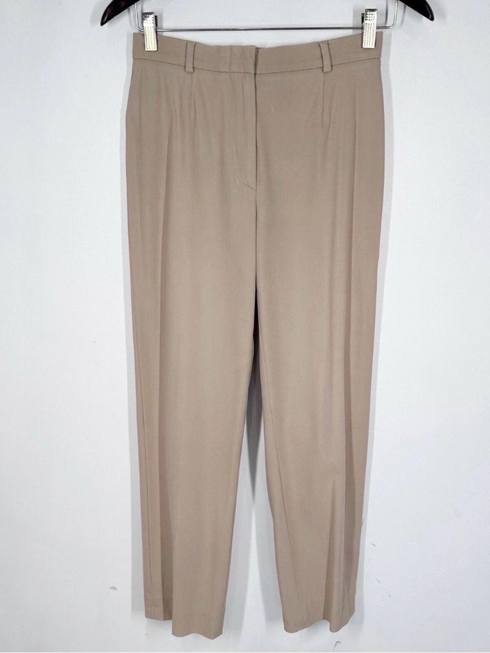 Max Mara Khaki Pleated Straight Leg Dress Pants Size 2 Made In Italy